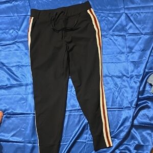 Black Joggers with Red and White Stripes